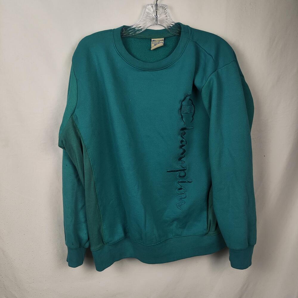 Champion Reverse Weave Sweatshirt Mens Medium Green Fleece Logo Heavyweight